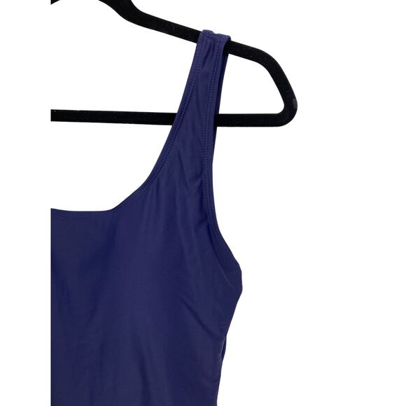 Nicole Miller Studio One Piece Swimsuit Womens Large Scoop Back Navy Blue - Picture 2 of 6